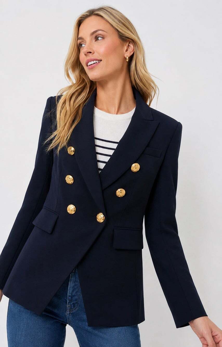 NWOT Veronica Beard Navy Blue Blazer Miller Dickey Jacket Women 10 Gold Button